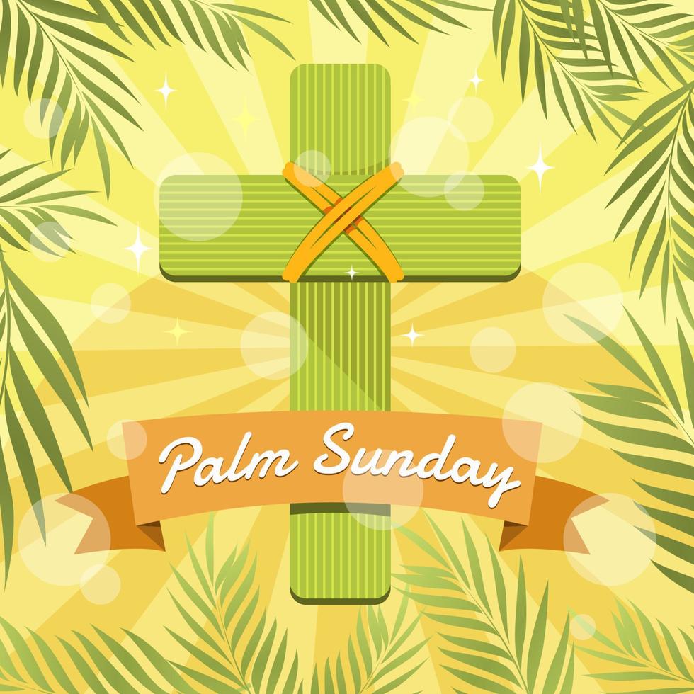 Green Cross Holy Week Palm Sunday Concept vector