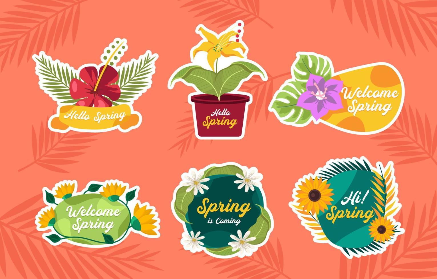Fresh Floral Botanica Spring Element Stickers vector