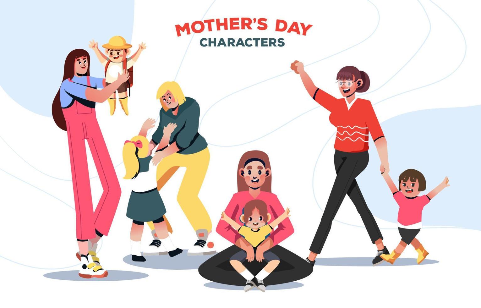 encantadores personajes del día de la madre para padres vector