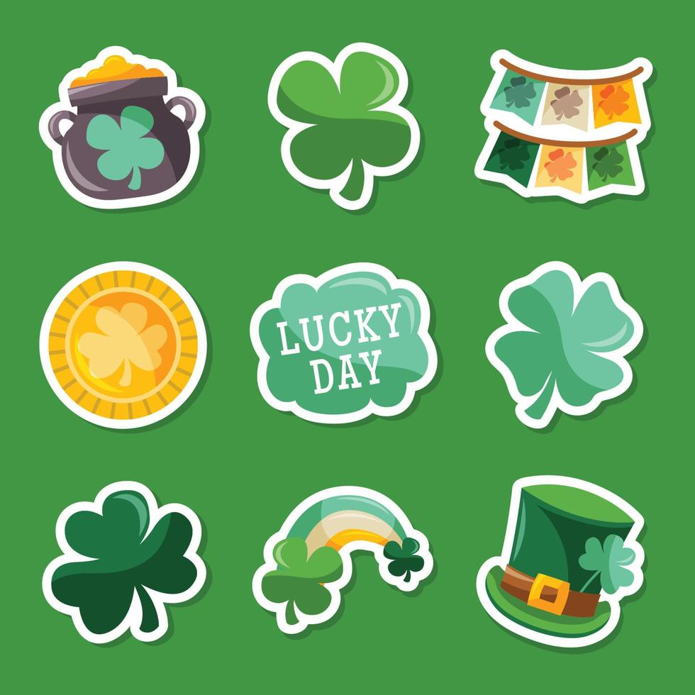 Happy St Patrick's Day Shamrock Sticker Pack vector