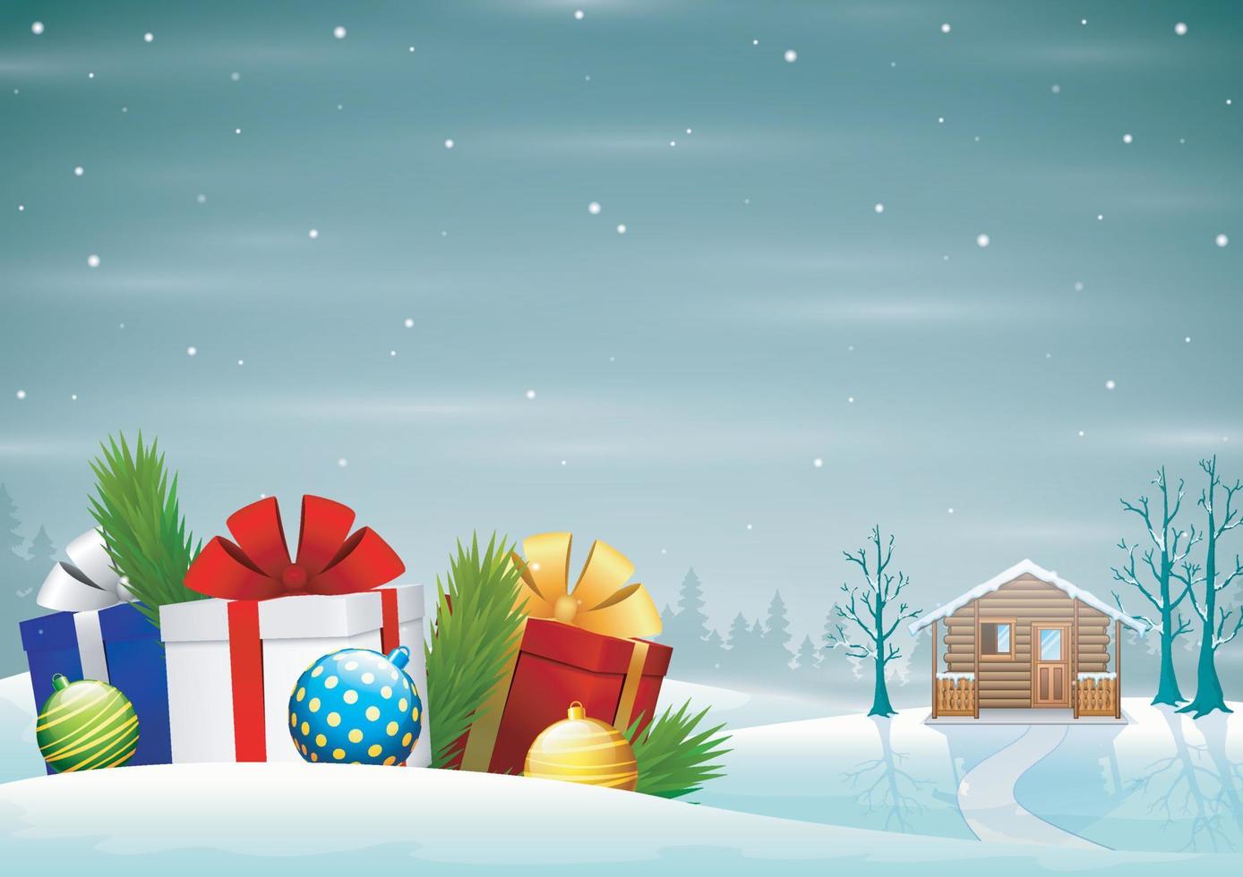 Christmas holiday background with colorful gift boxes vector