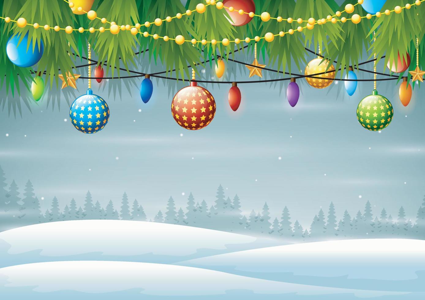 Christmas tree garland on the winter background vector