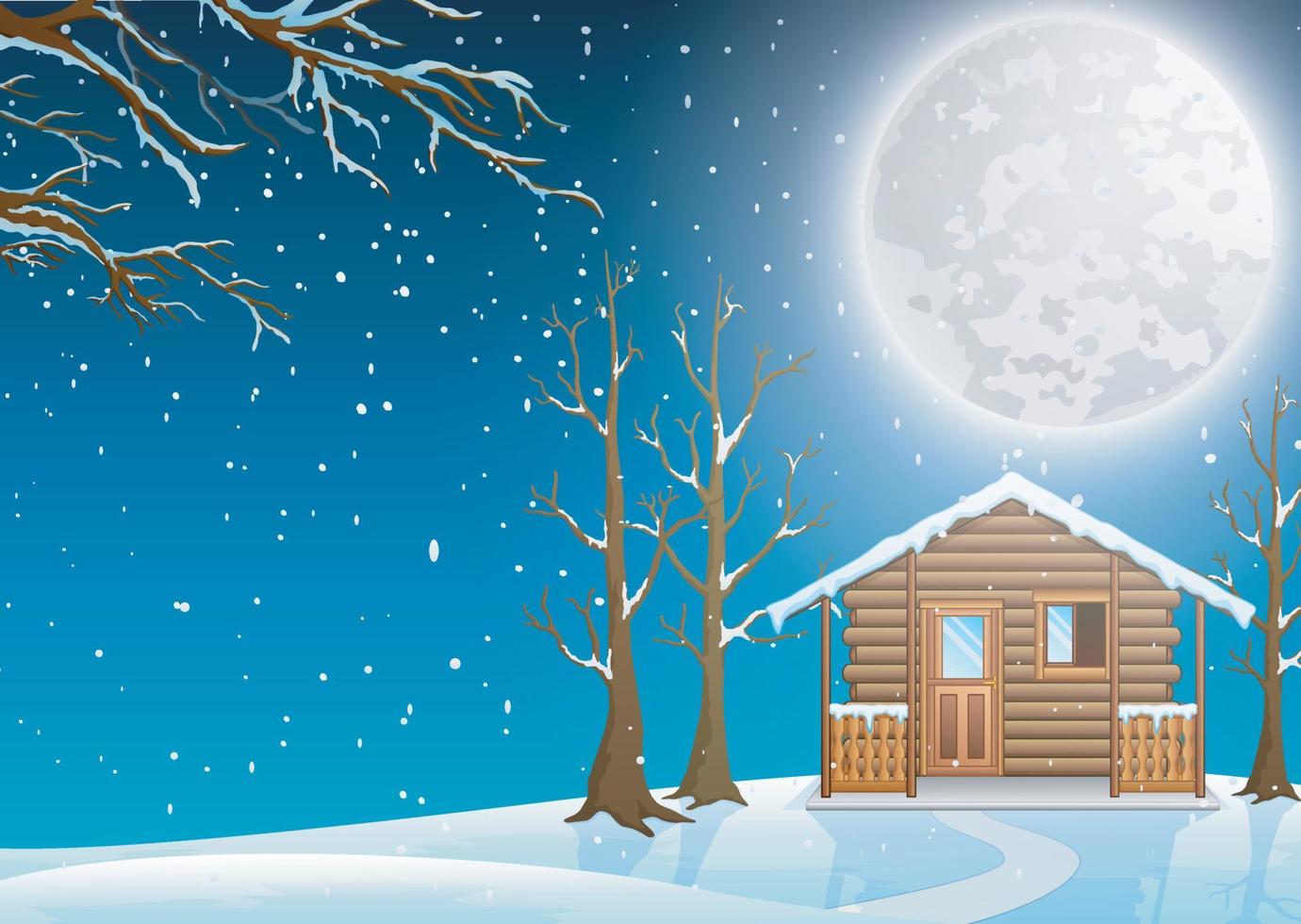 Fabulous little house in the snow at winter landscape vector