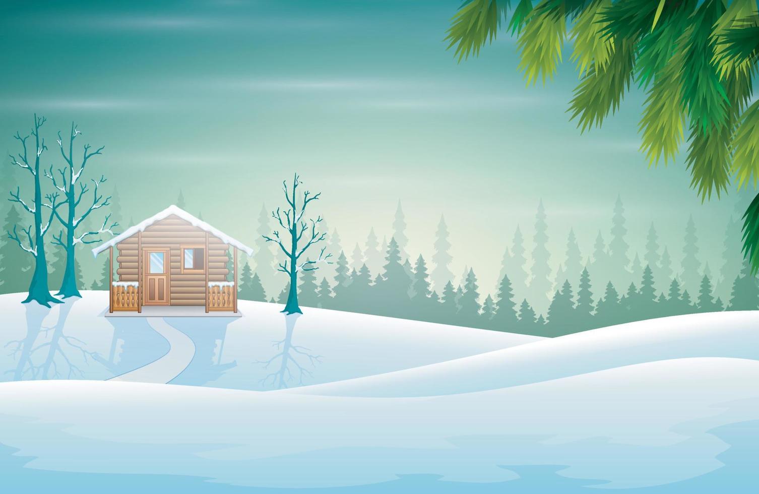 Illustration of a landcape and a house in a beautiful nature vector