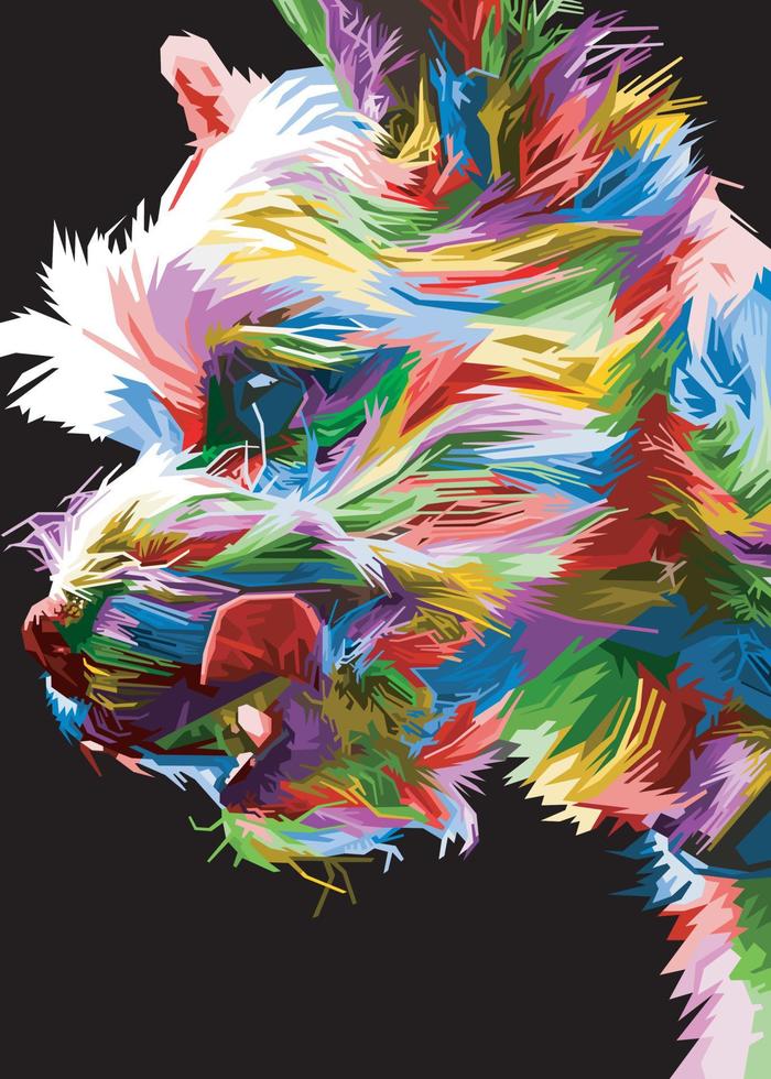 colorful dog head with cool isolated pop art style backround. WPAP style vector