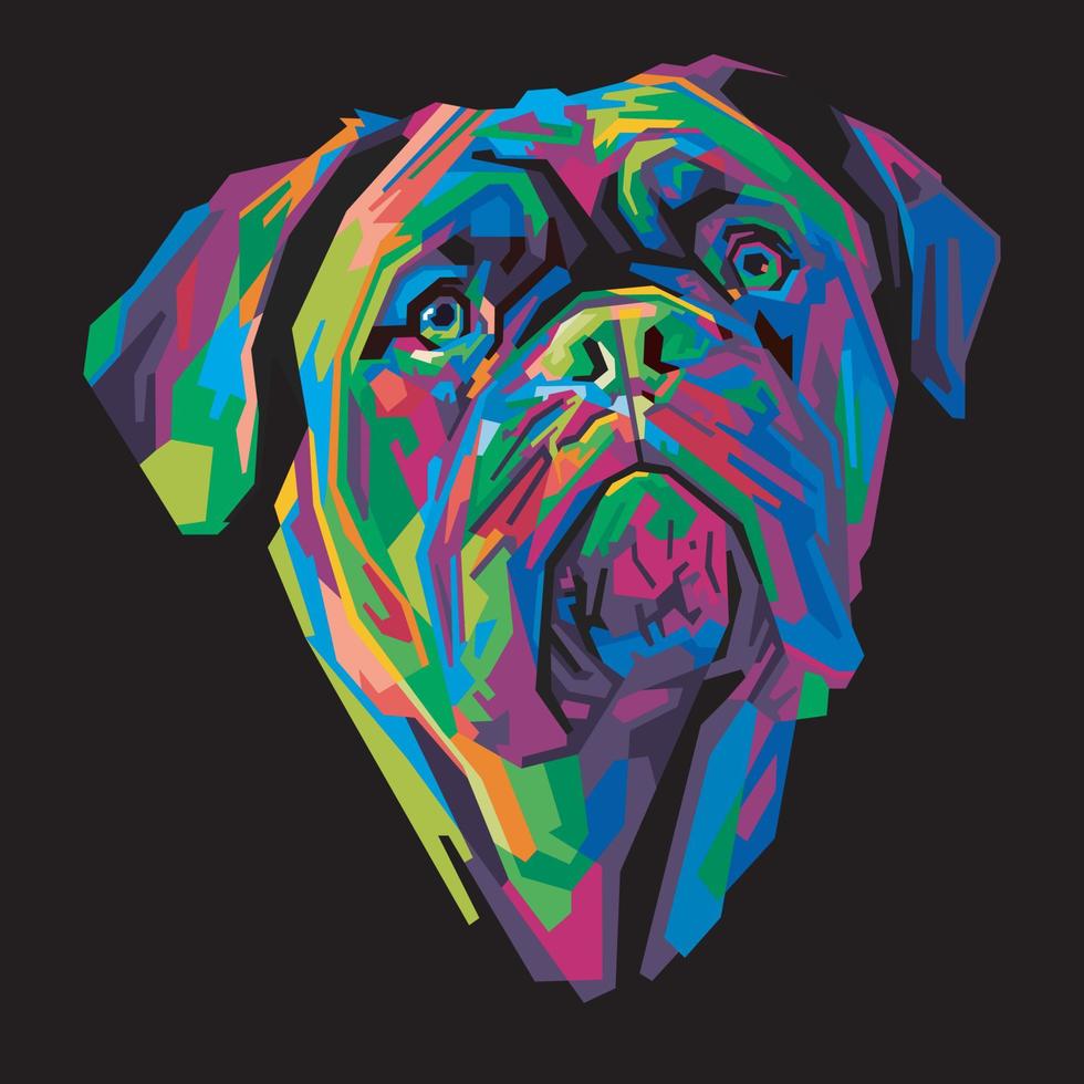 cabeza de perro colorida con un fresco estilo de arte pop aislado. estilo wpap vector