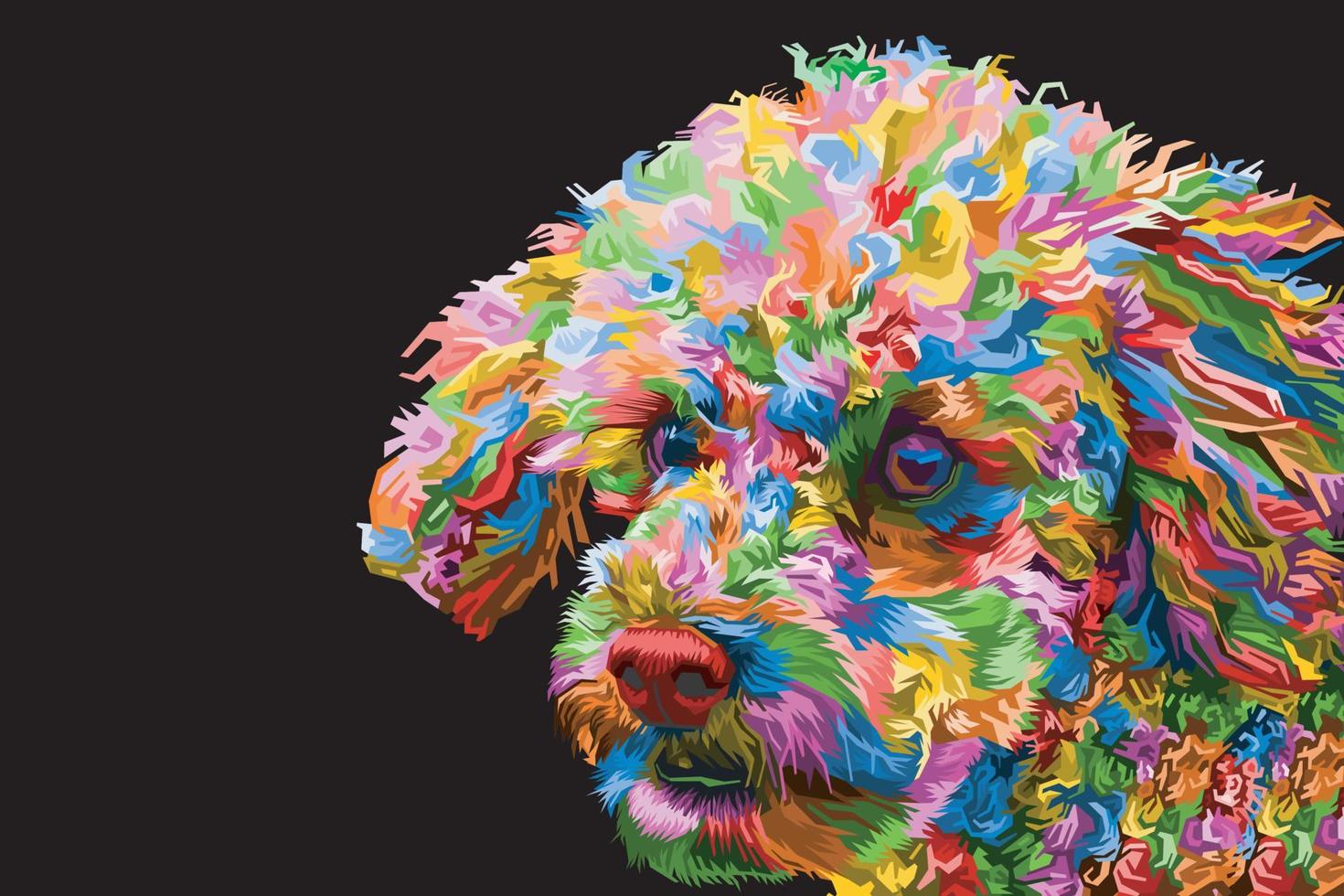 colorful basset hound dog head with cool isolated pop art style backround. WPAP style vector