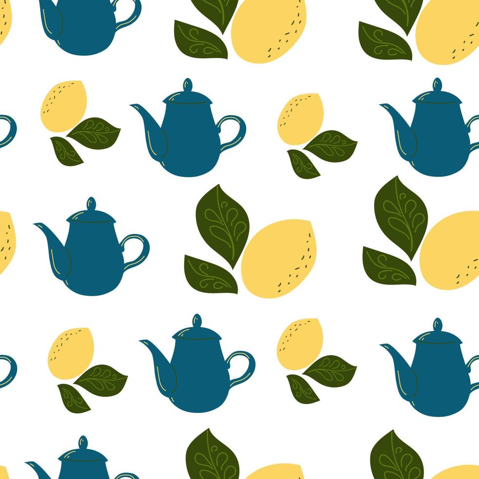 patrón sin fisuras de té de limón vector