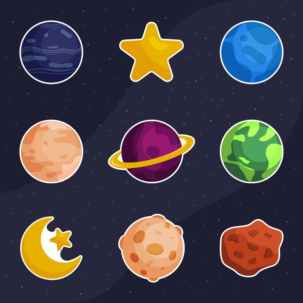 Celestial Bodies Sticker Set Pack vector