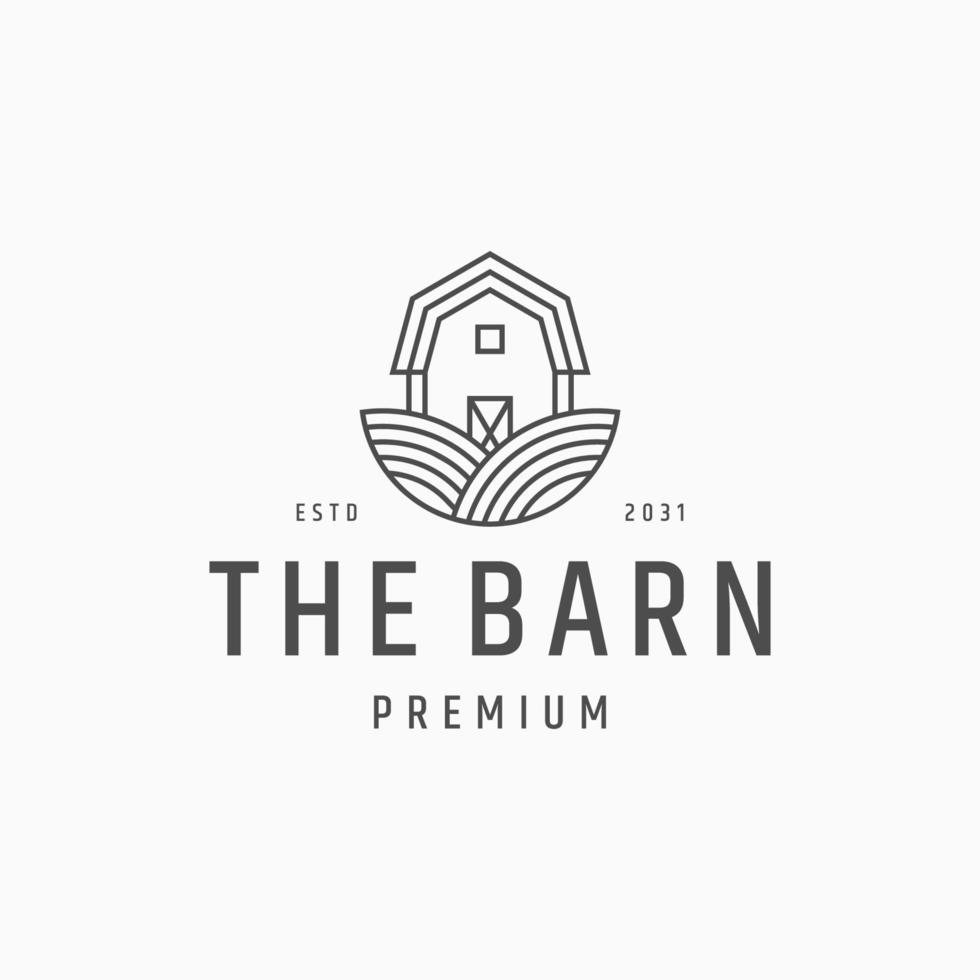 Barn house line art logo icon design template vector