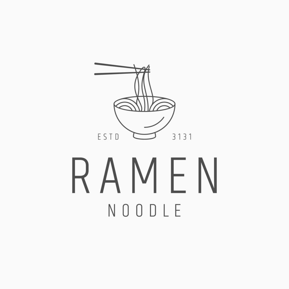 vector de plantilla de diseño de icono de logotipo de arte de línea de fideos ramen