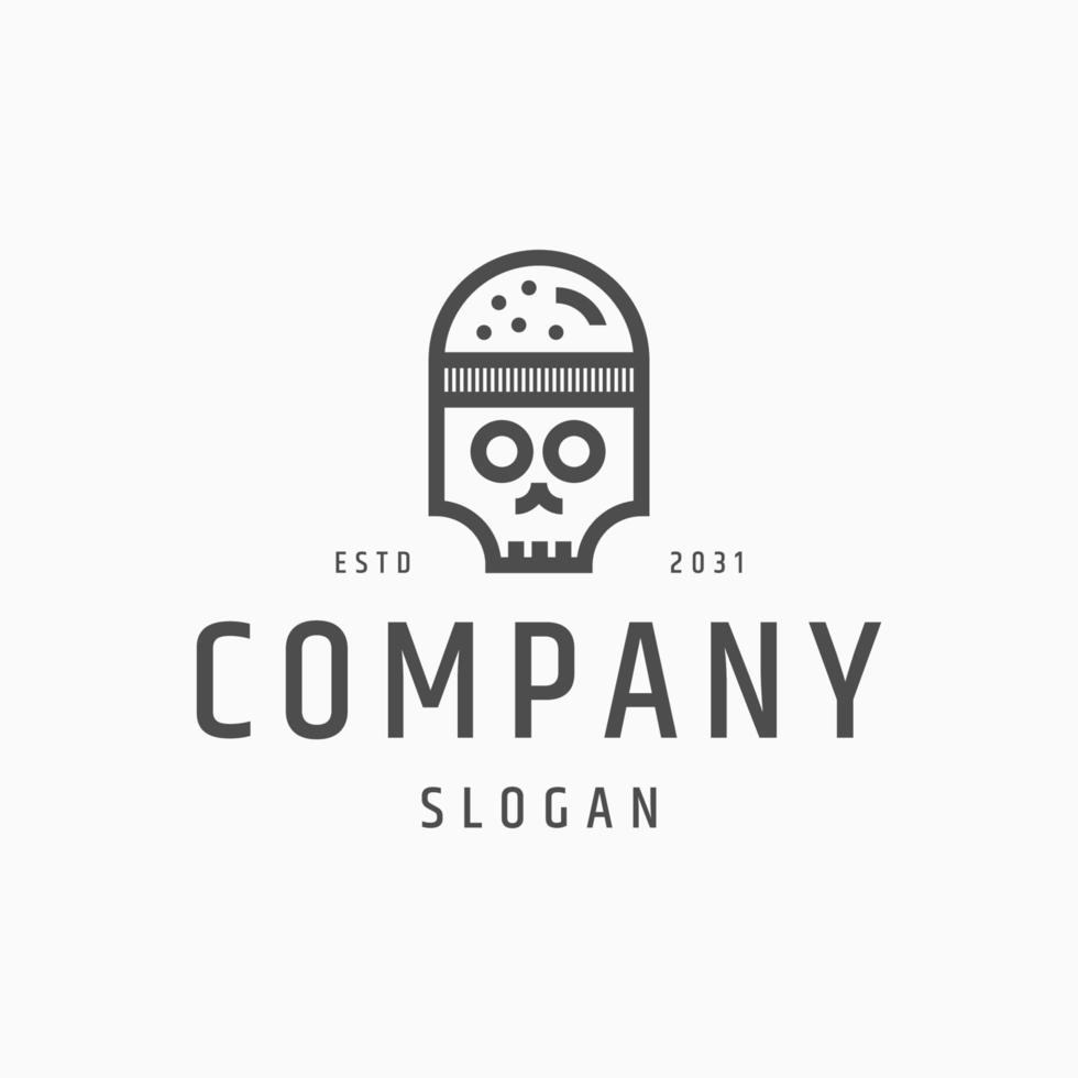 Burger skull logo icon design template vector