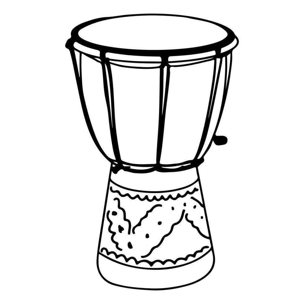 Doodle de tambores djembe dibujados a mano aislado sobre fondo blanco. ilustración vectorial vector