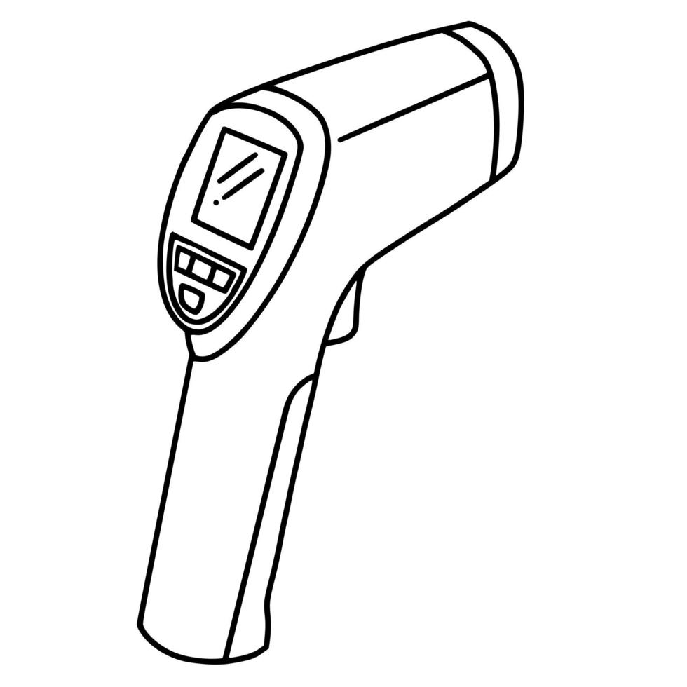 Hand Drawn Thermometer Infrared  doodle icon isolated on white background. vector illustration.