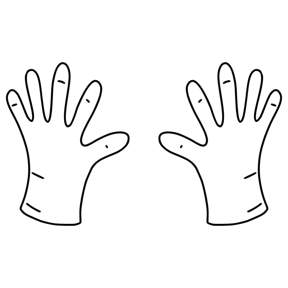 Hand drawn of Protective glove isolated on white background. Doodle vector illustration.