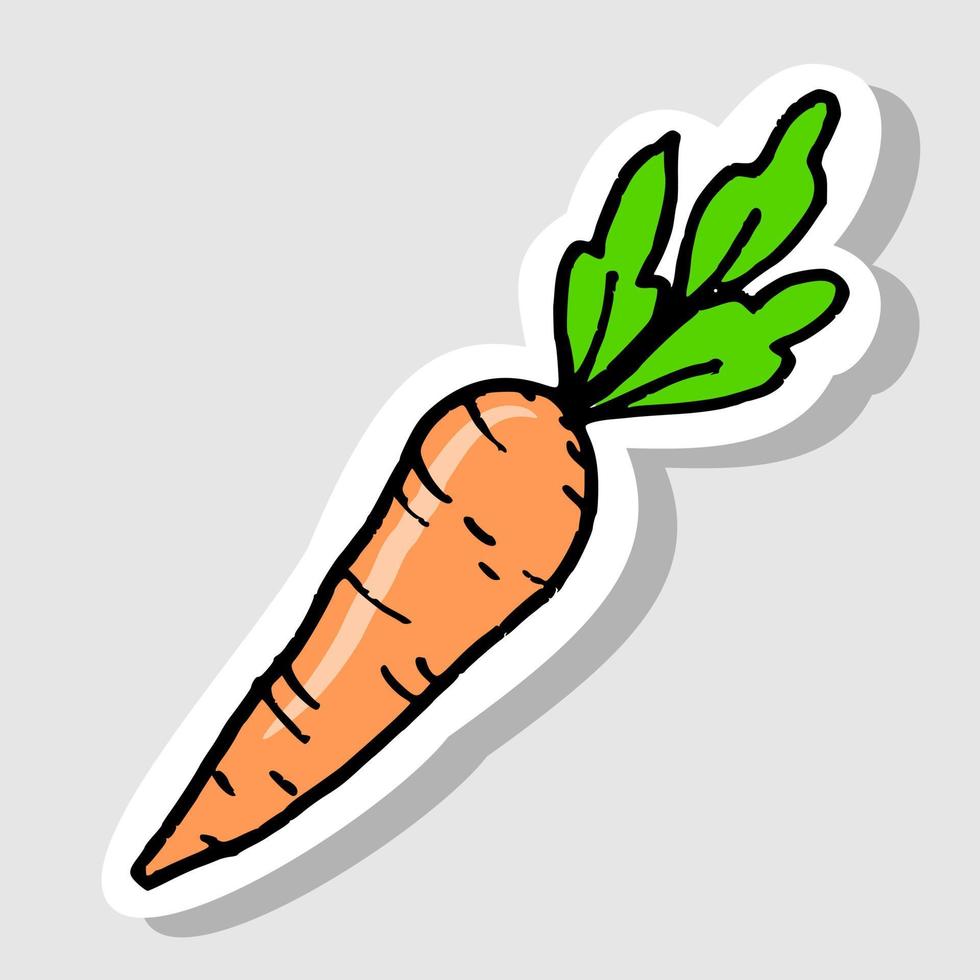 sticker of carrot cartoon doodle icon vector