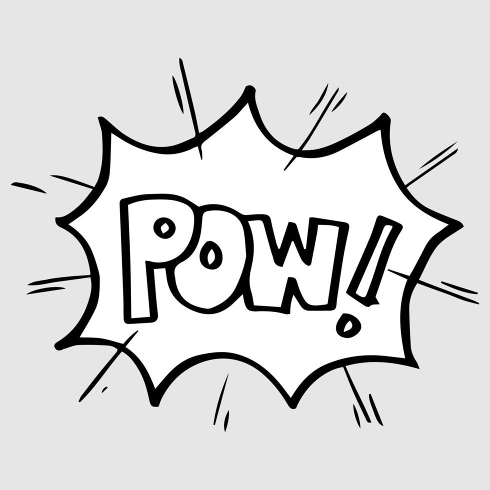 Hand drawn comic speech bubbles with emotion and text pow. vector doodle comic explosion cartoon illustrations isolated for posters, banners, web, and concept design.