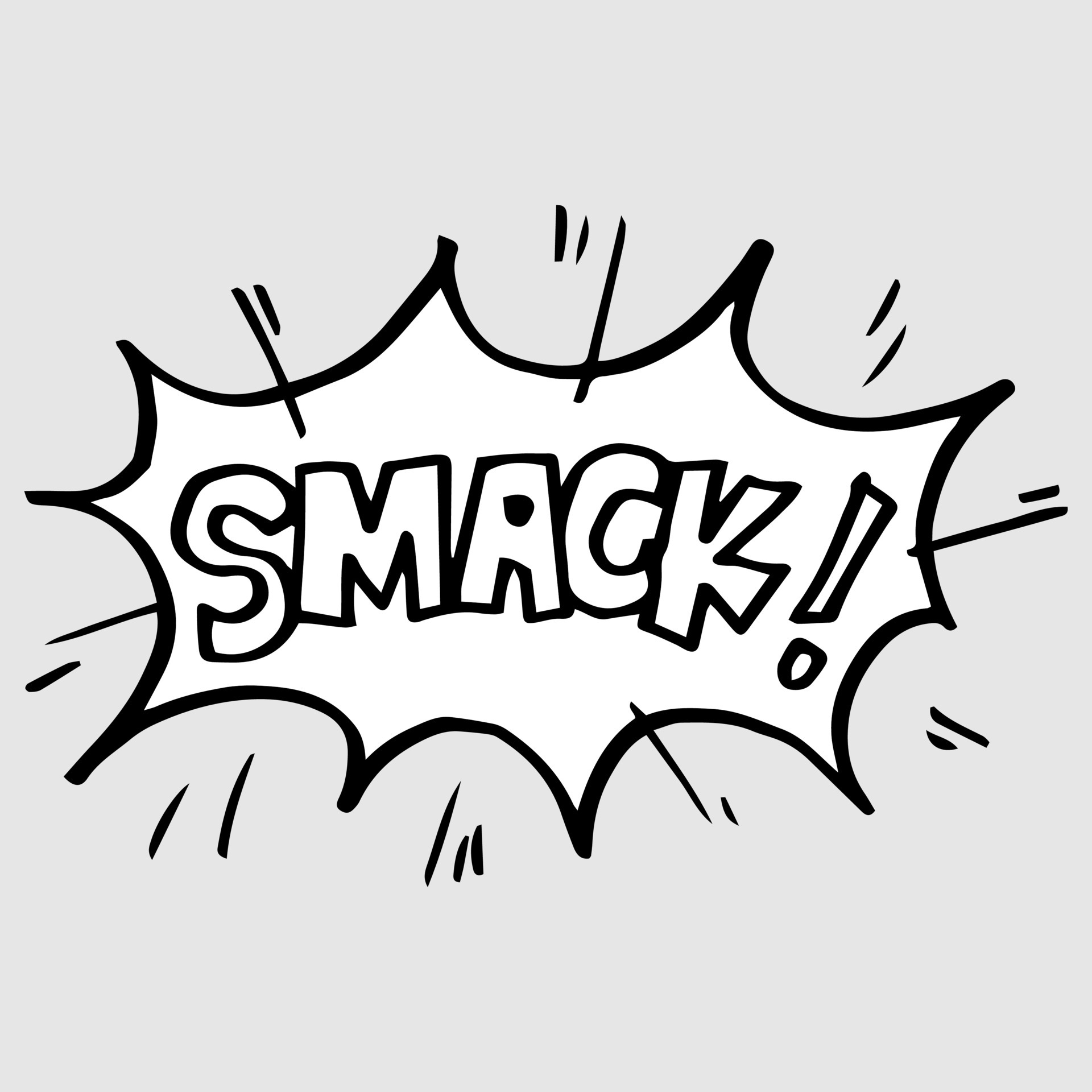 Hand drawn comic speech bubbles with emotion and text smack vector Hand drawn comic speech bubbles with emotion and text smack vector