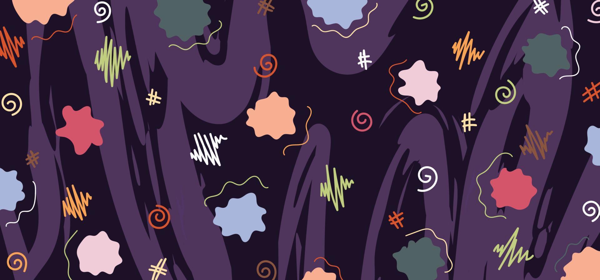 Abstract colorful doodle design of texture artwork style template. Overlapping with vivid colors design background. illustration vector