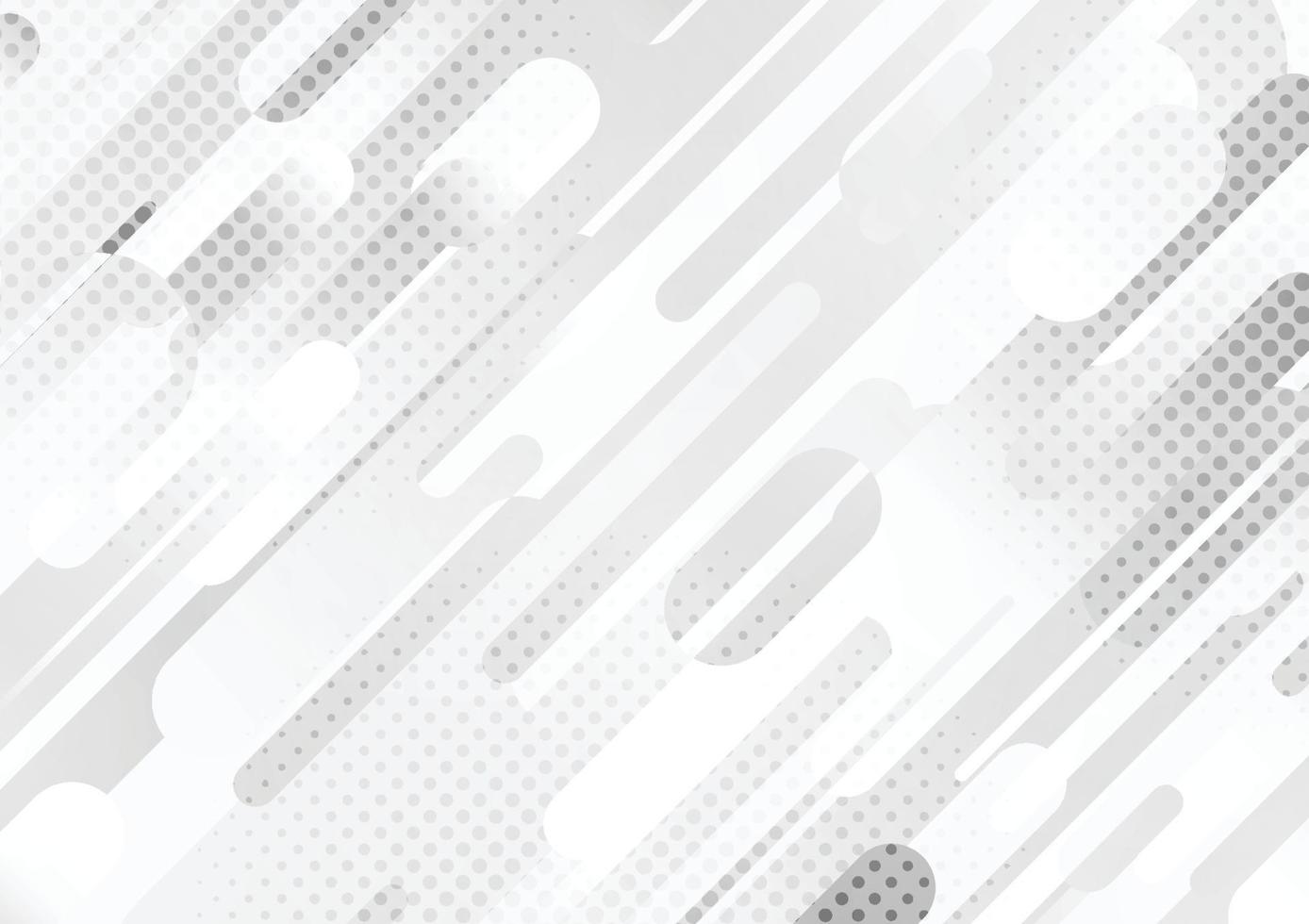 Abstract gradient white and gray rounded line pattern style of tech template. Overlapping design with halftone circle elements background. illustration vector