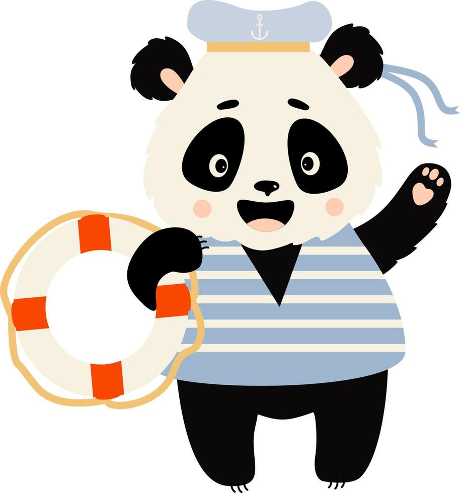 panda sailor. Vector illustration. Panda character in flat style