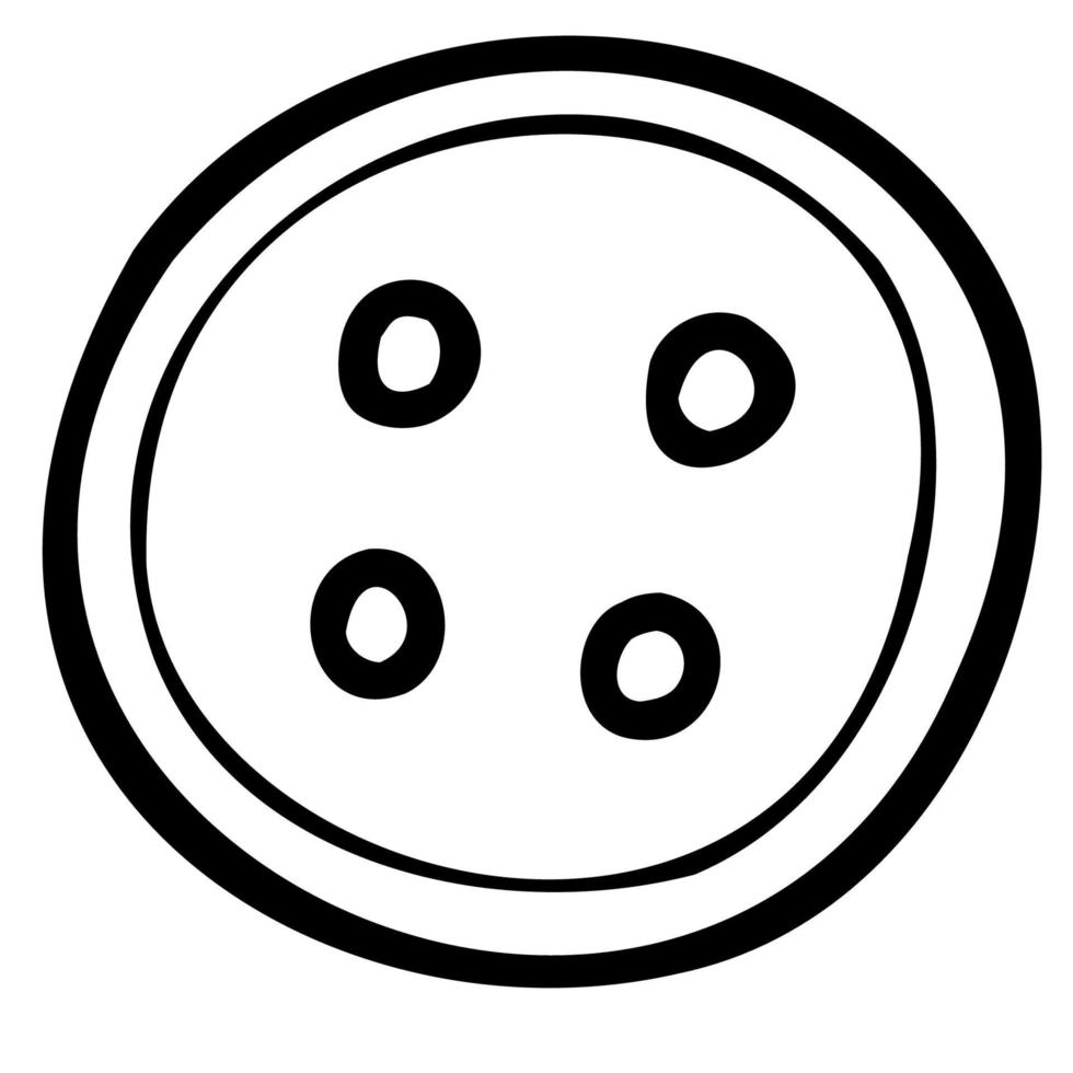 Button. Vector illustration in linear hand drawn doodle style