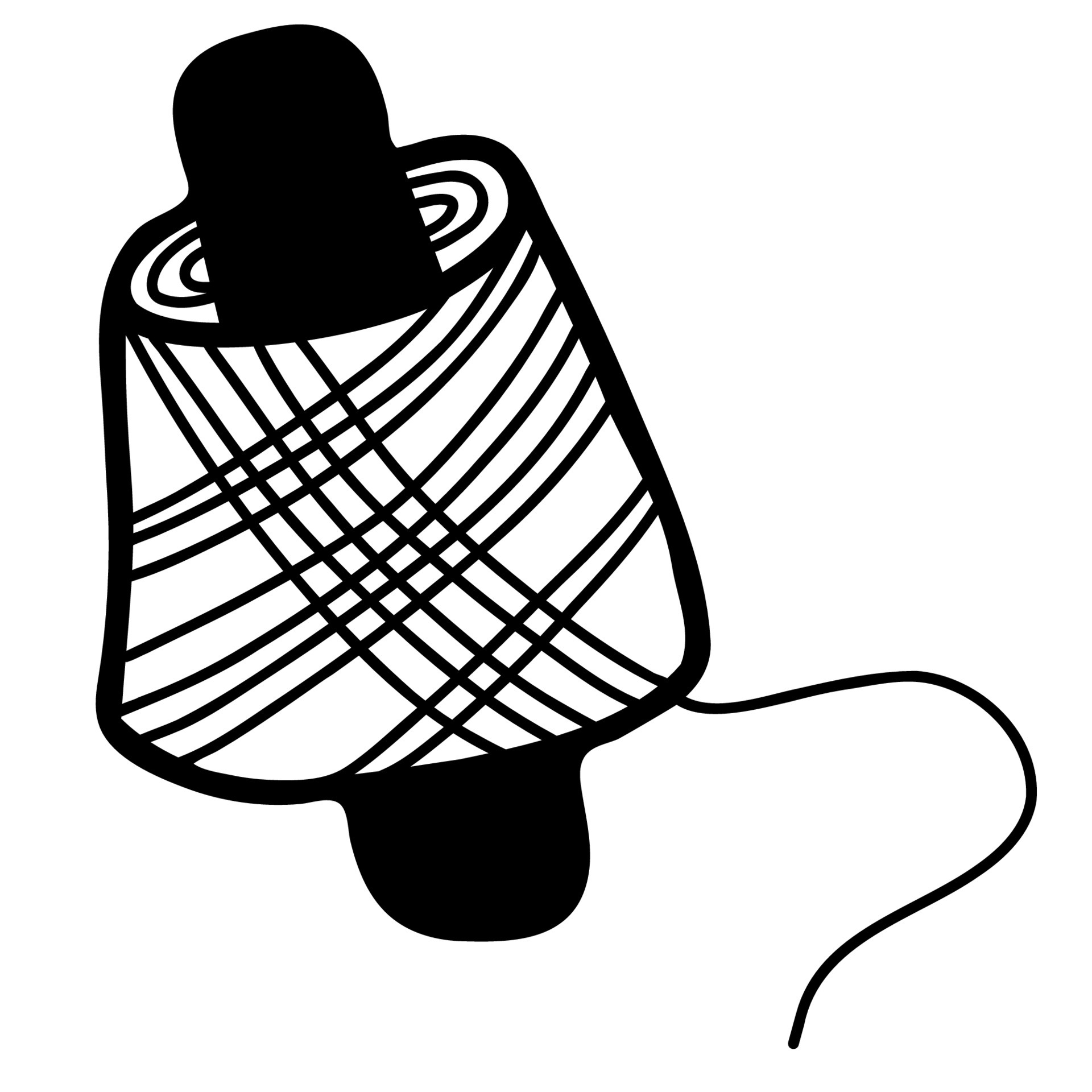 Spool of thread. Vector illustration in linear hand drawn doodle style ...