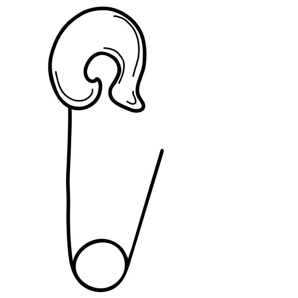 Sewing pin. Vector illustration in linear hand drawn doodle style