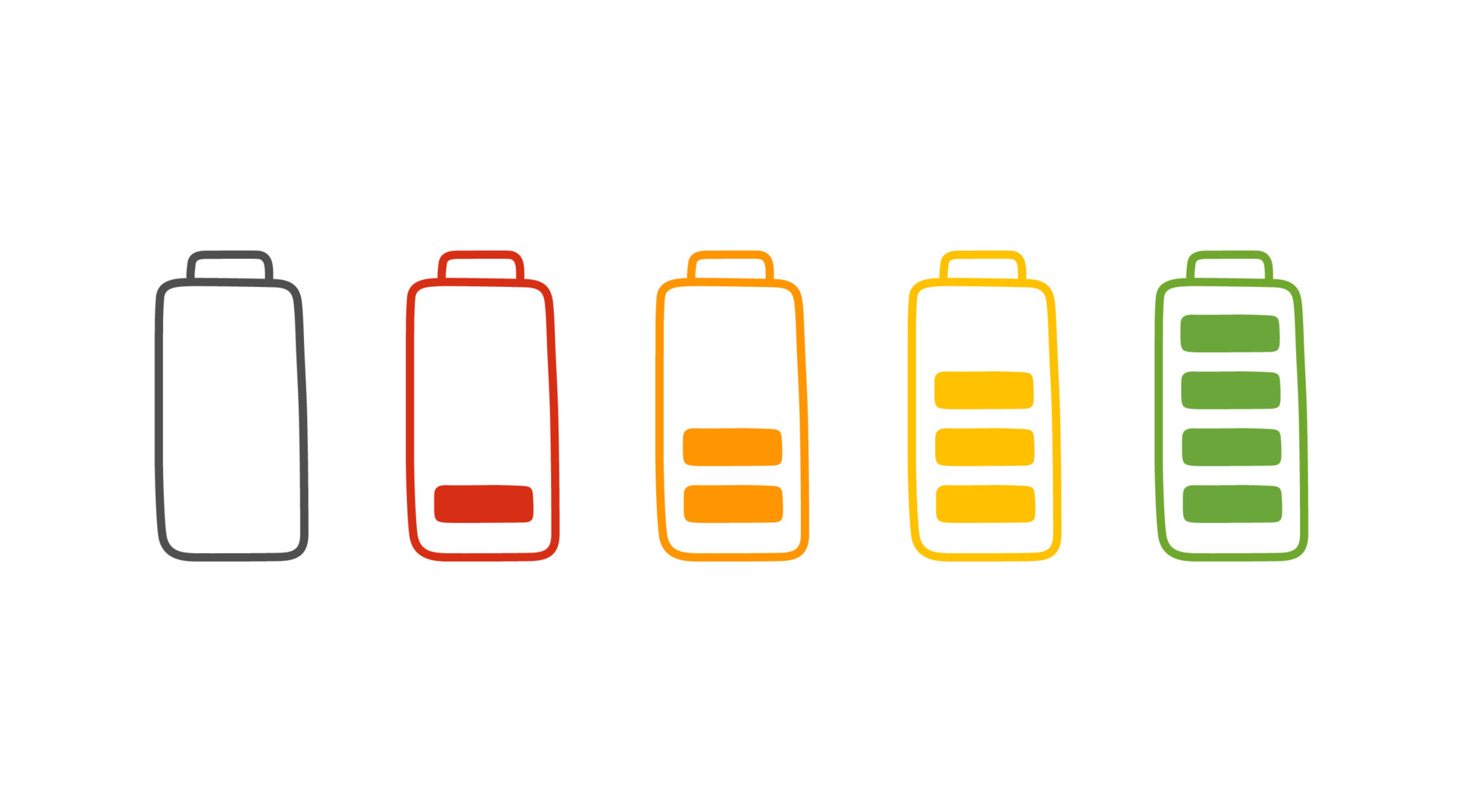 Battery charge in cartoon style, vector illustration. Hand drawn set icon,  energy level low and full. Isolated color element on white background.  Indicator recharge mobile phone battery 5892433 Vector Art at Vecteezy