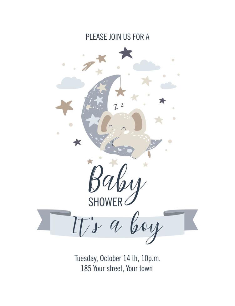 Baby Shower card. It's a boy. Vector illustration