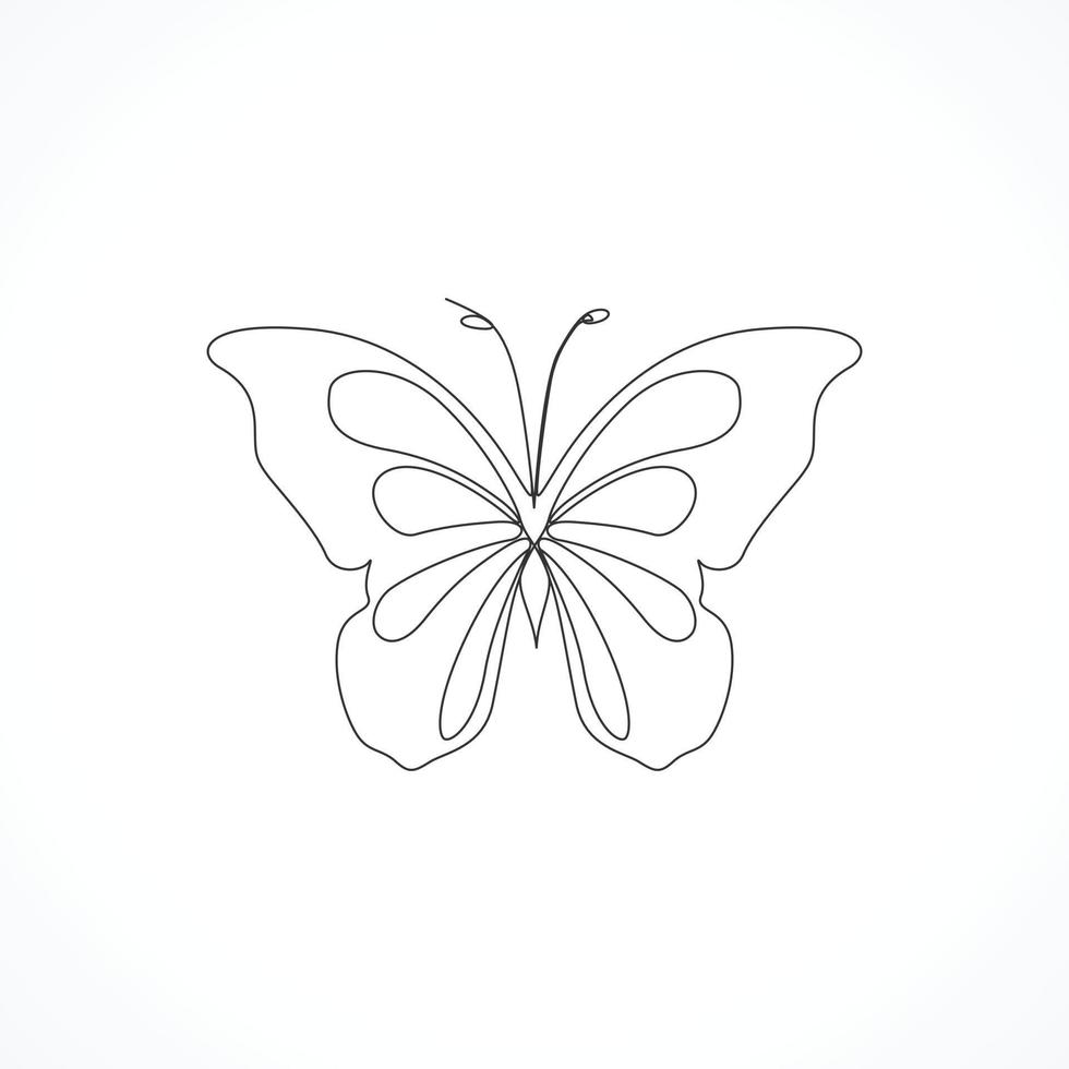 dibujo de línea continua de hermosa mariposa vector