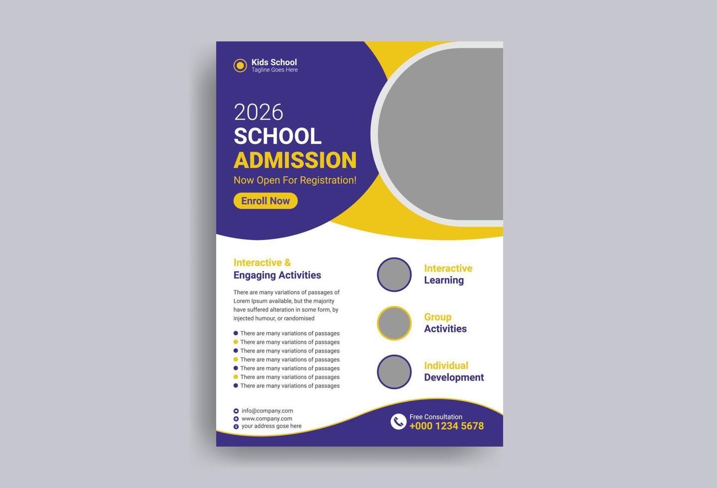 school kids education admission flyer vector