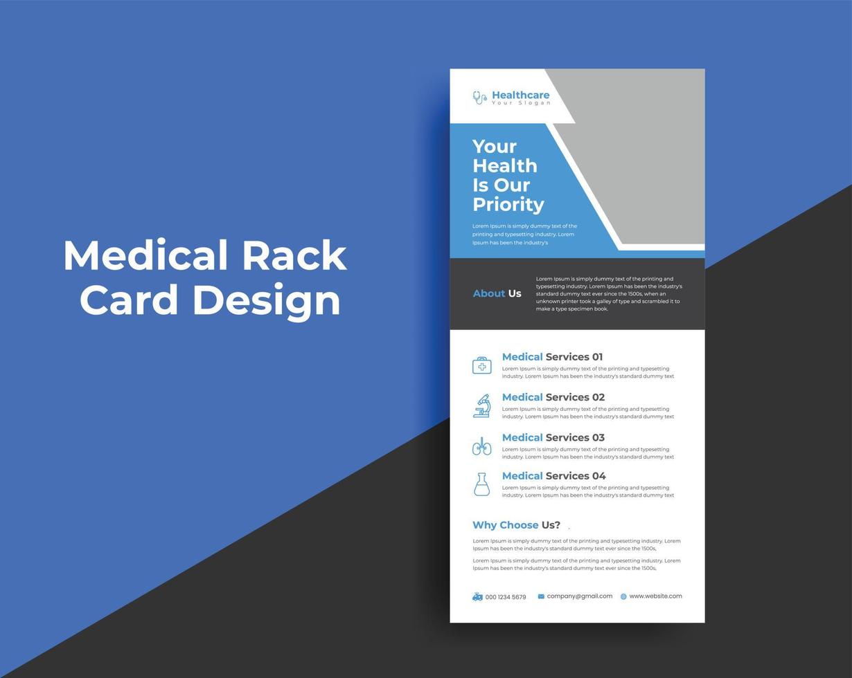 medical rack card or dl flyer templates vector