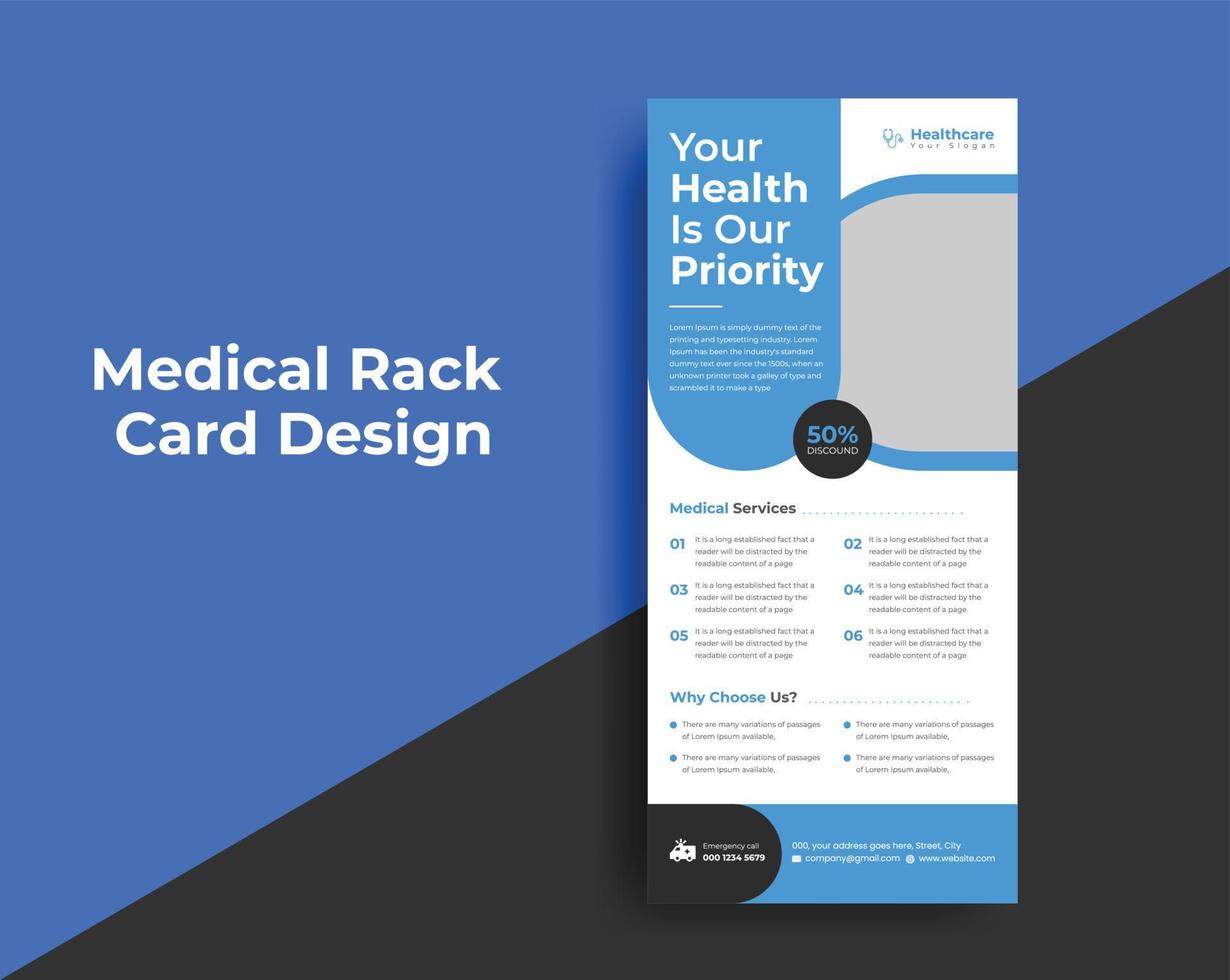 medical rack card or dl flyer templates vector