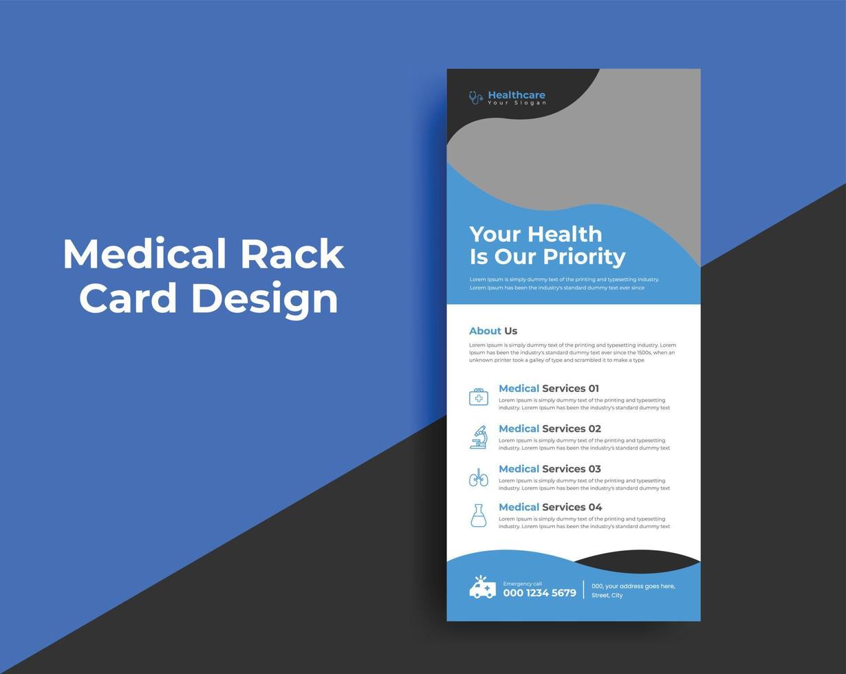 medical rack card or dl flyer templates vector