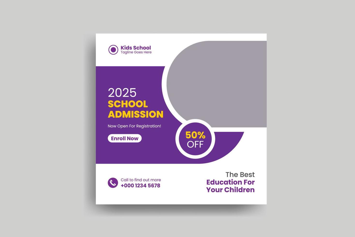 School kids education admission social media post design vector