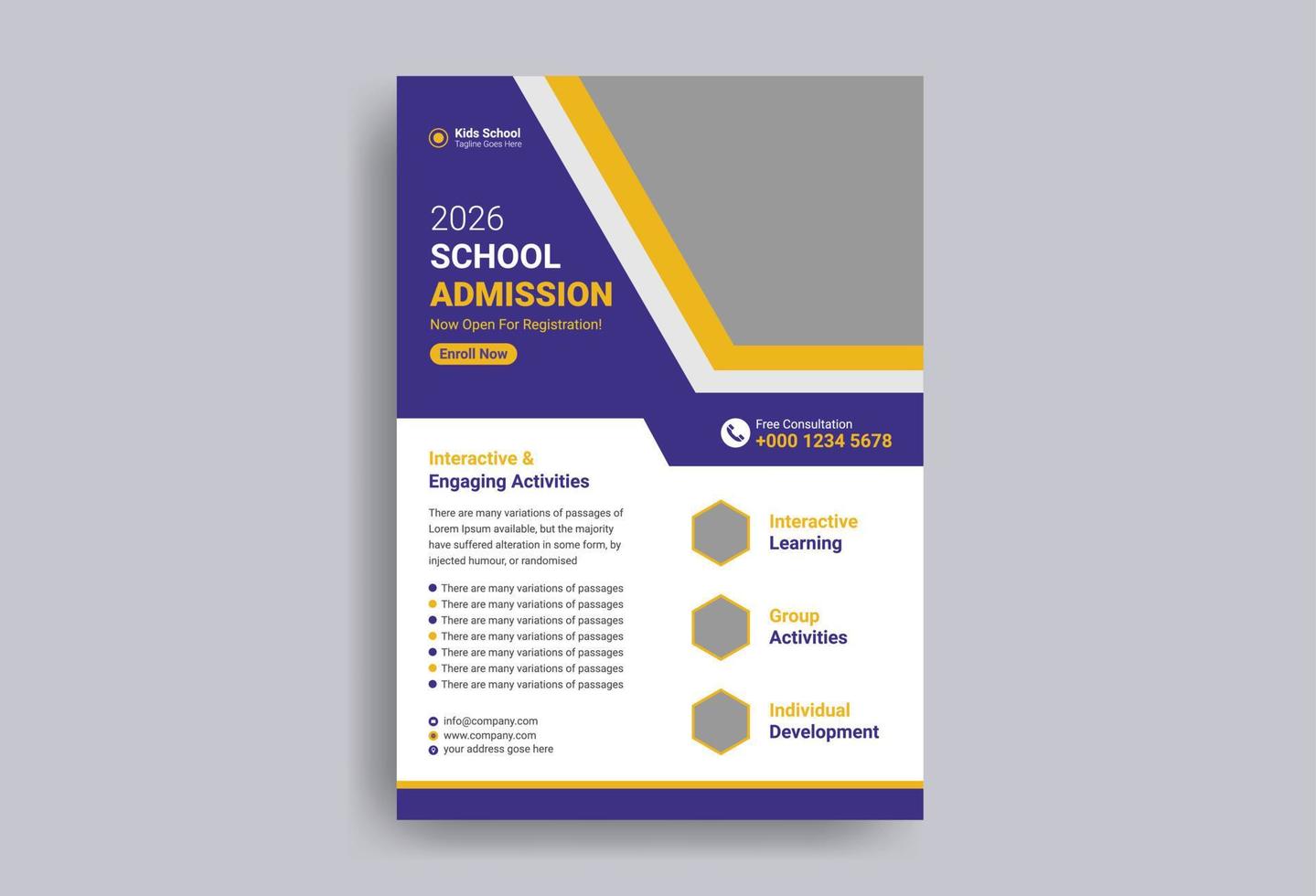 school kids education admission flyer vector