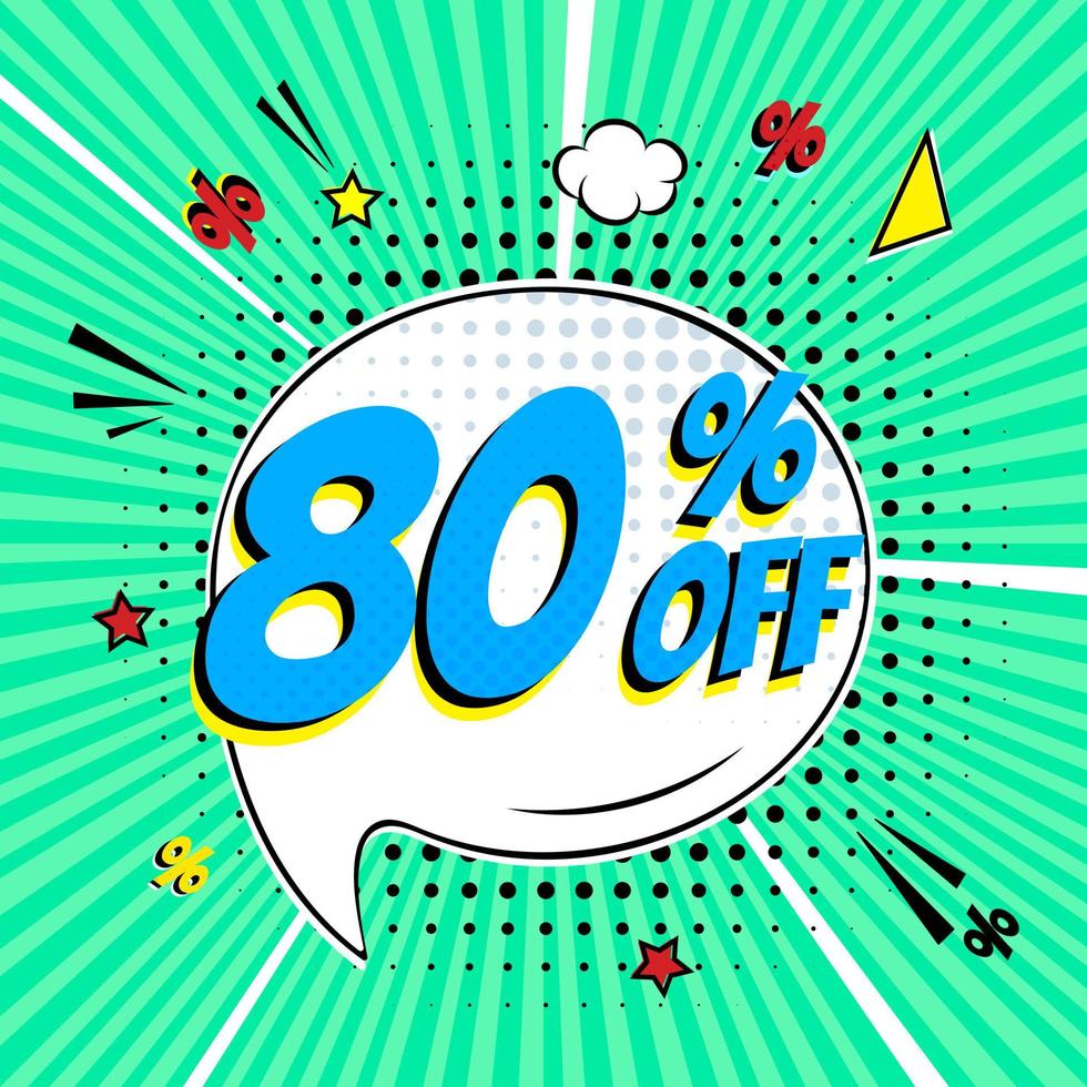 Comic lettering 80 percent off SALE in the speech bubble comic style vector