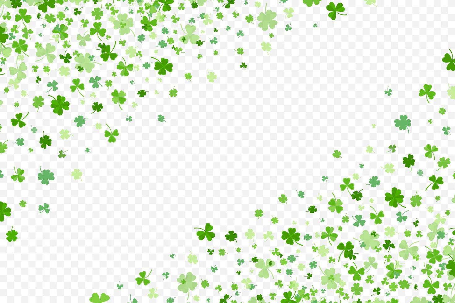 Shamrock or green clover leaves pattern background flat design vector illustration isolated on white background.