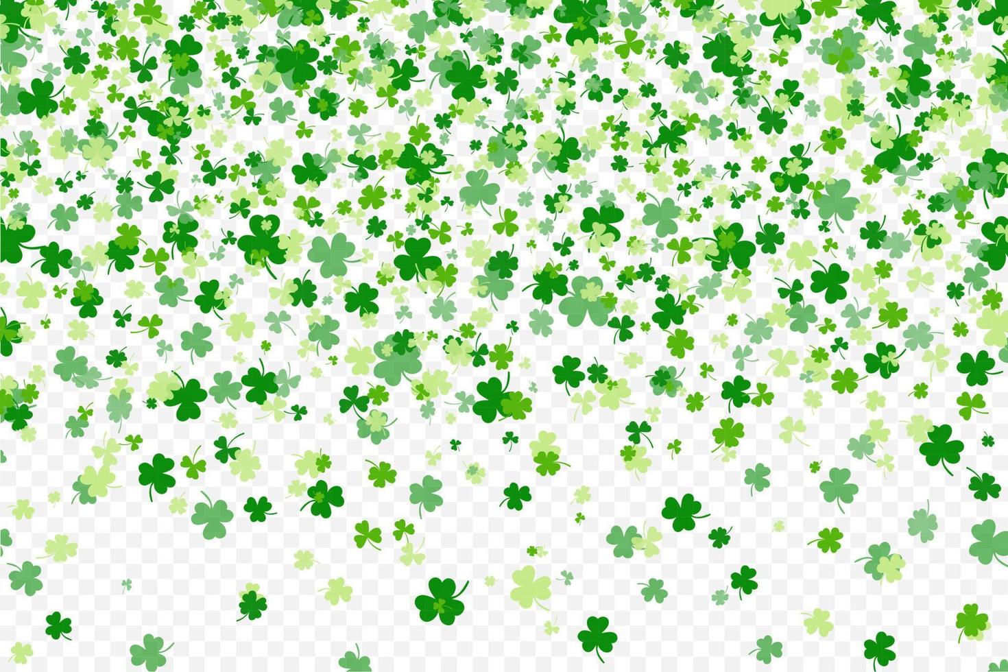 Shamrock or green clover leaves pattern background flat design vector illustration isolated on transparent background.