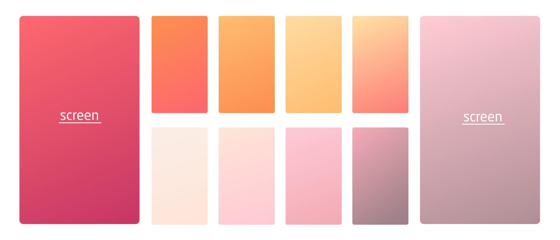 Vibrant and soft pastel gradient smooth color background set for devices, pc and modern smartphone screen soft pastel color backgrounds vector ux and ui design illustration.