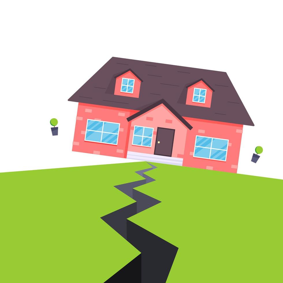 Earthquake house insurance concept flat style vector illustration.