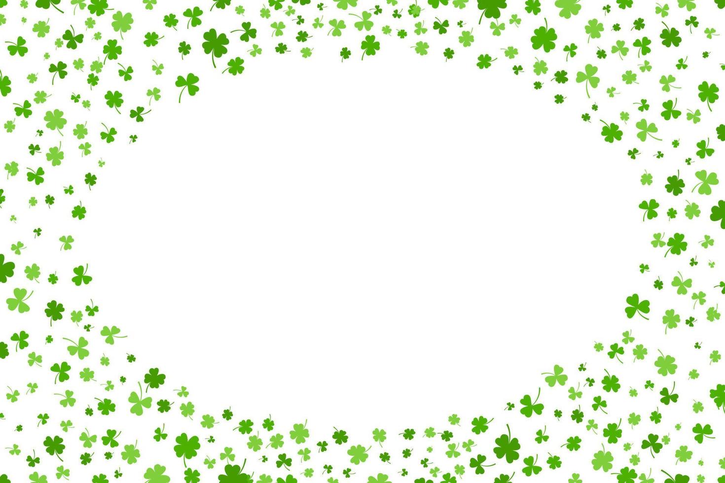 trébol o hojas de trébol verde ilustración de vector de diseño plano de fondo de patrón aislado sobre fondo blanco.