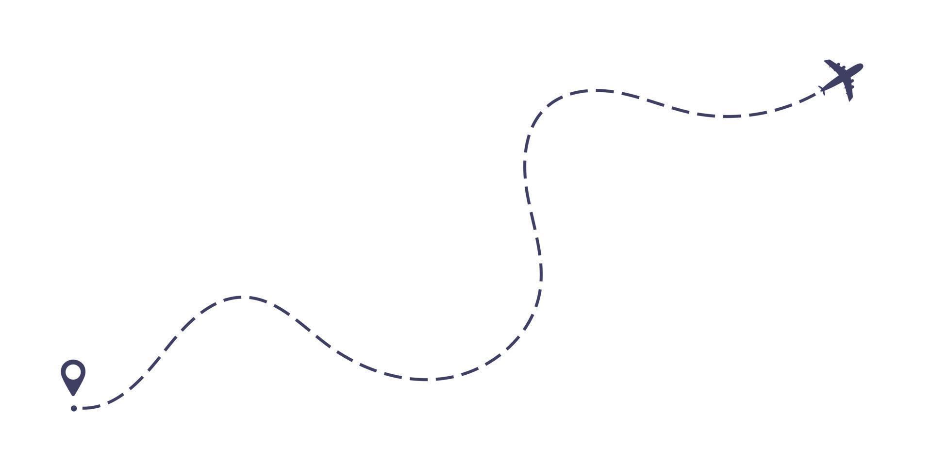 Airplane dashed line path flat style design vector illustration isolated on white background.