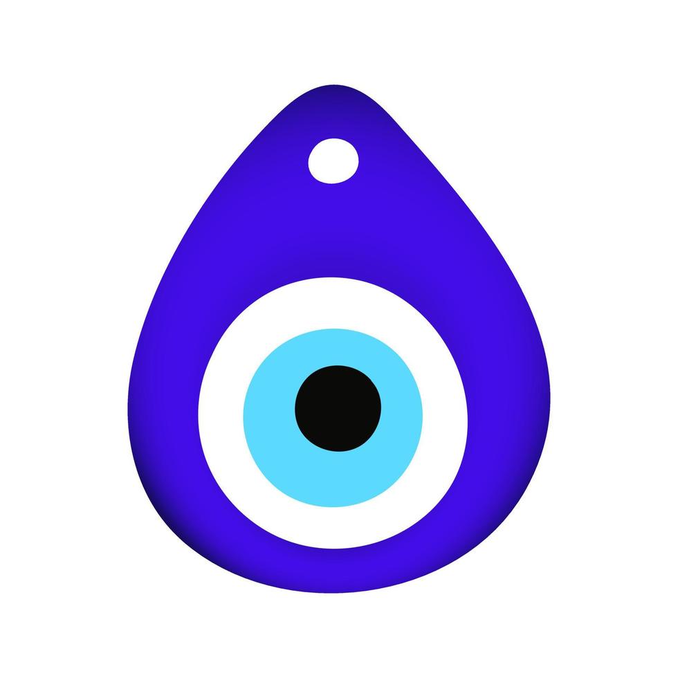 Ilustración de vector de diseño de estilo plano de amuleto de símbolo de mal de ojo oriental azul.