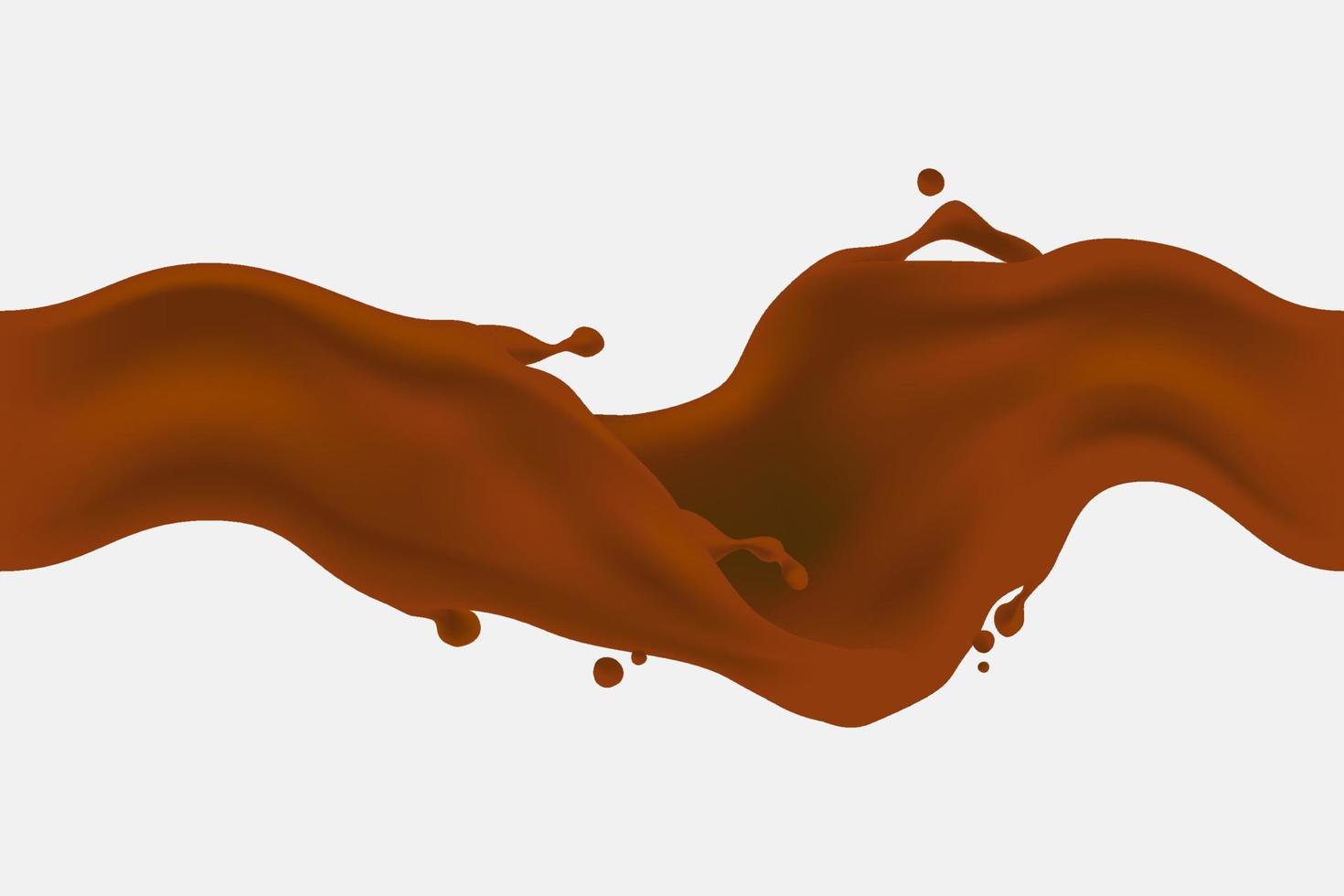 Splashing chocolate liquid design isolated on white background. vector