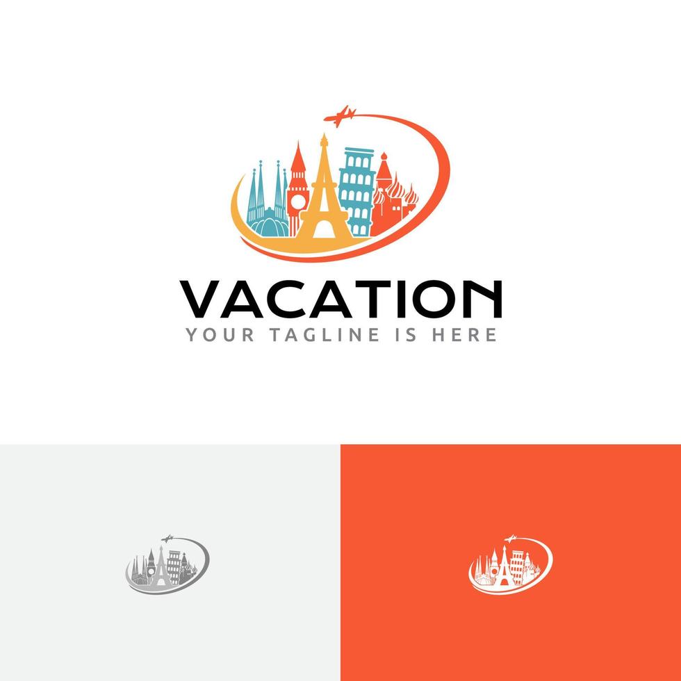 idea de logotipo de agencia de vuelo de vacaciones de viaje de viaje de europa vector