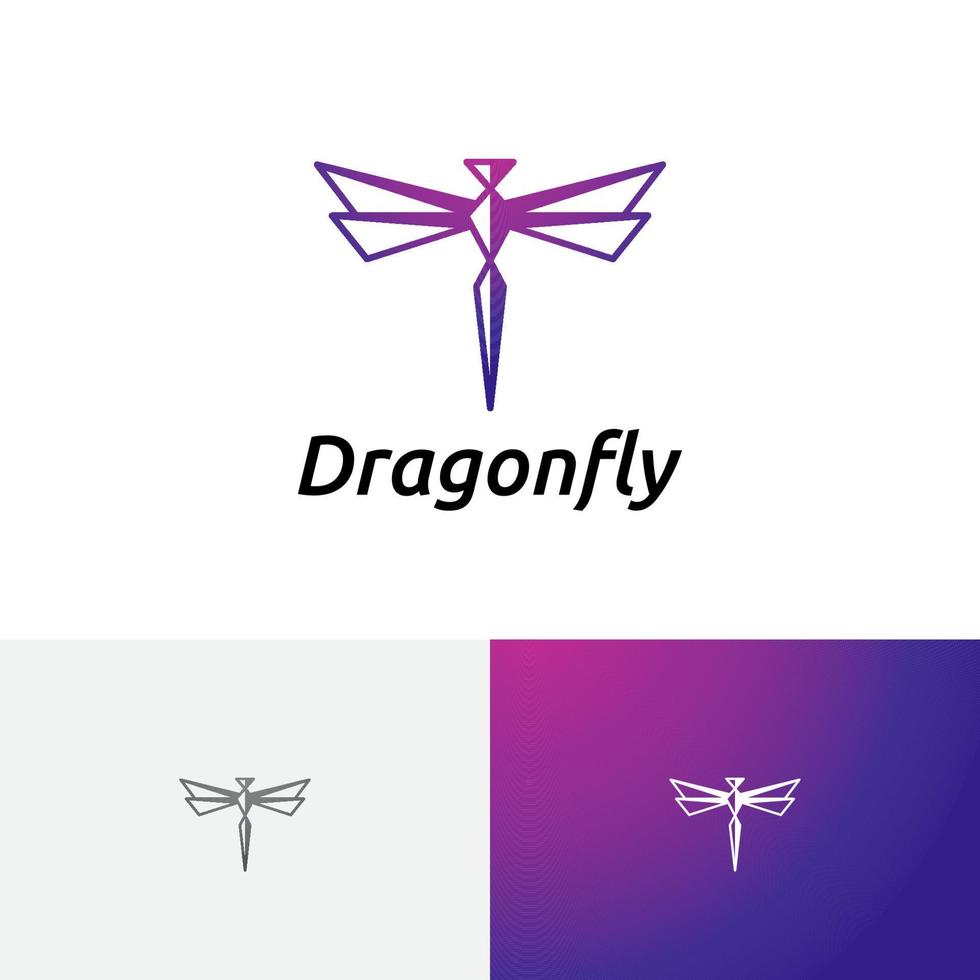 Beautiful Elegant Dragonfly Wings Fly Insect Nature Logo Symbol Idea vector