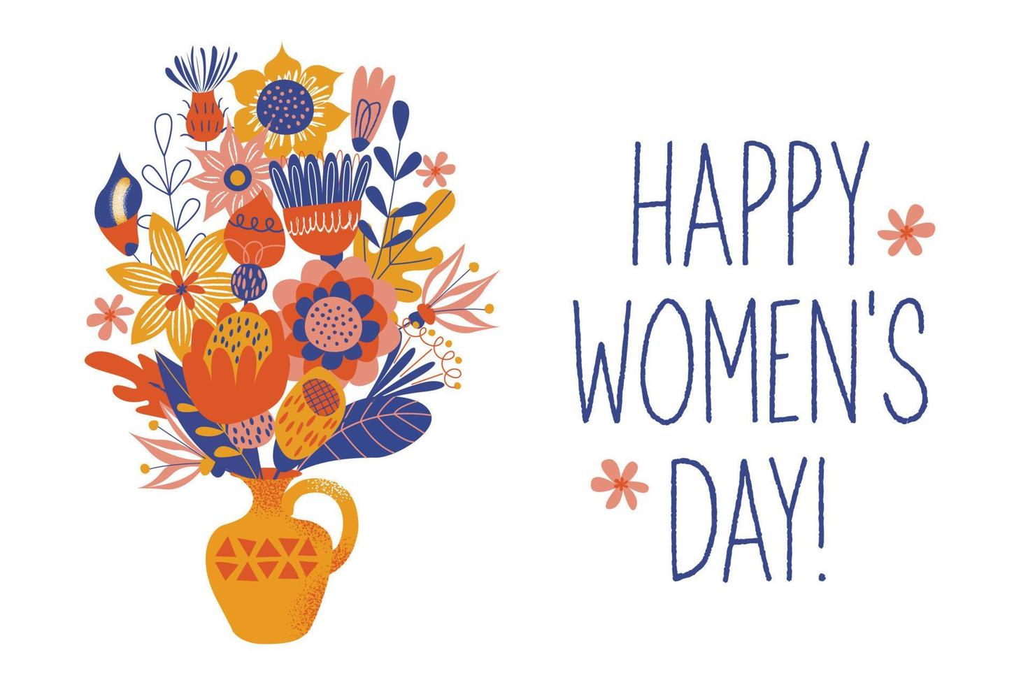 Greeting card, banner for the international women's day on March 8. Vector illustration on a white background.