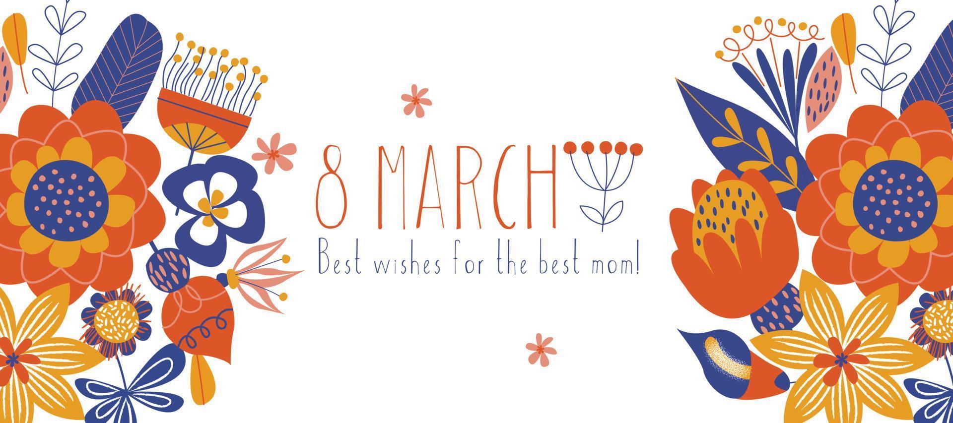 Greeting card for mom on March 8. Vector illustration.